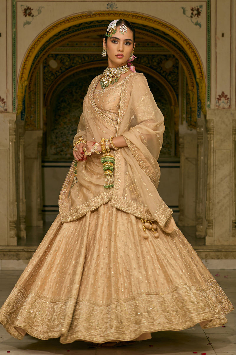 Aaliya - Dabka Zardozi Embroidered Raw Silk Gold Lehenga Set