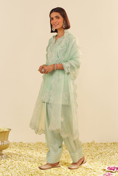 Haniya - Short Kurta With Salwar (Mint Green)