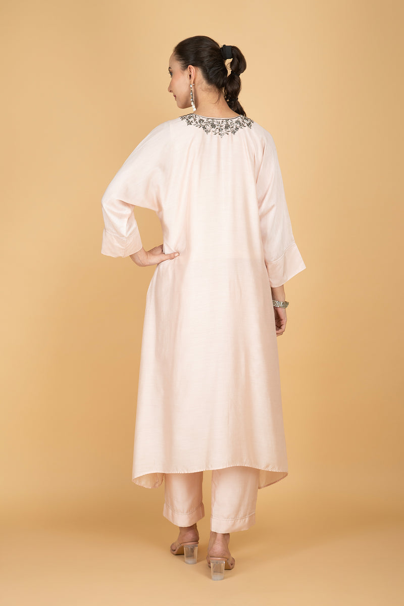 Ivory Hand Embroidered Kaftaan Kurta W/Pants