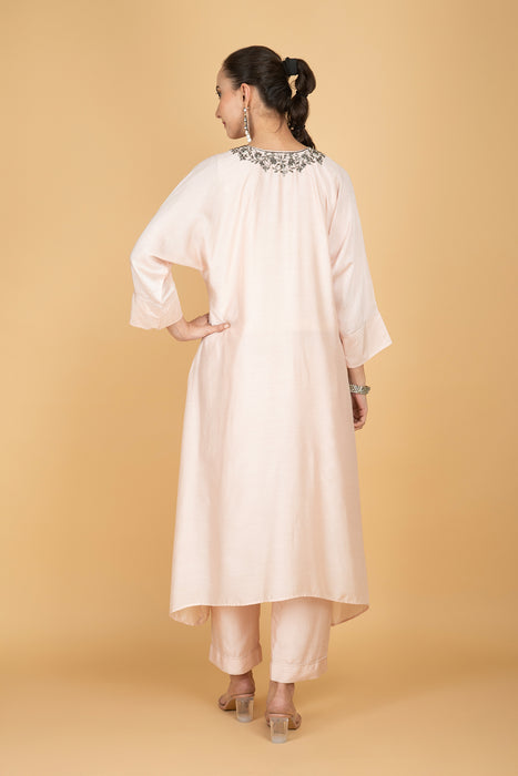 Ivory Hand Embroidered Kaftaan Kurta W/Pants