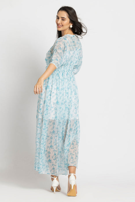 Azure Breeze Flowy Maxi Dress