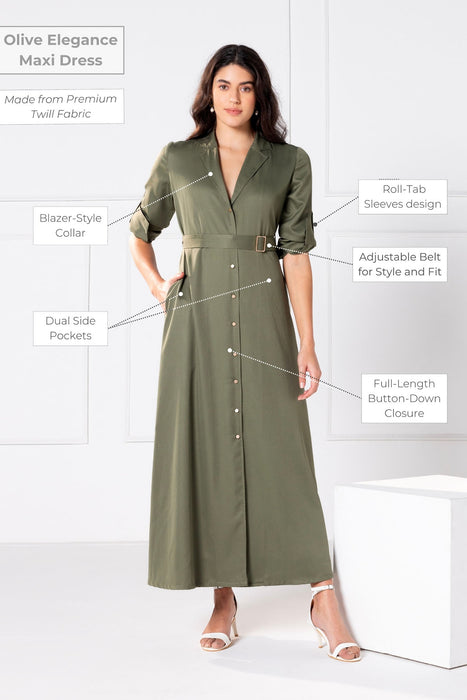 Olive Elegance Maxi Dress