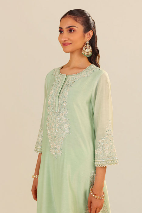 Sereen - A-Line Kurta With Palazzo (Mint Green)