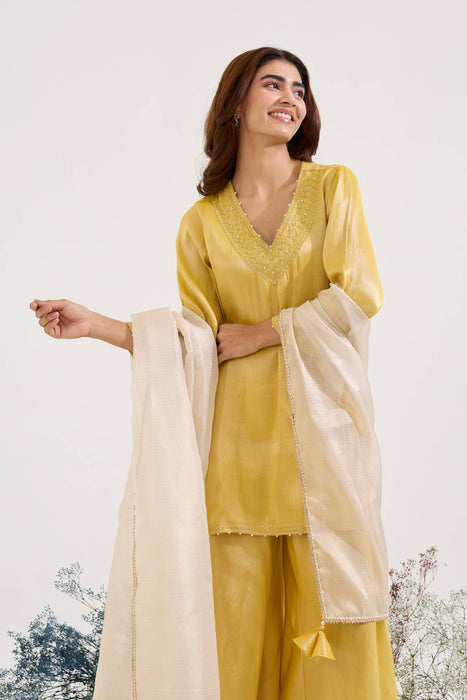Old Yellow Kota Tissue Dupatta