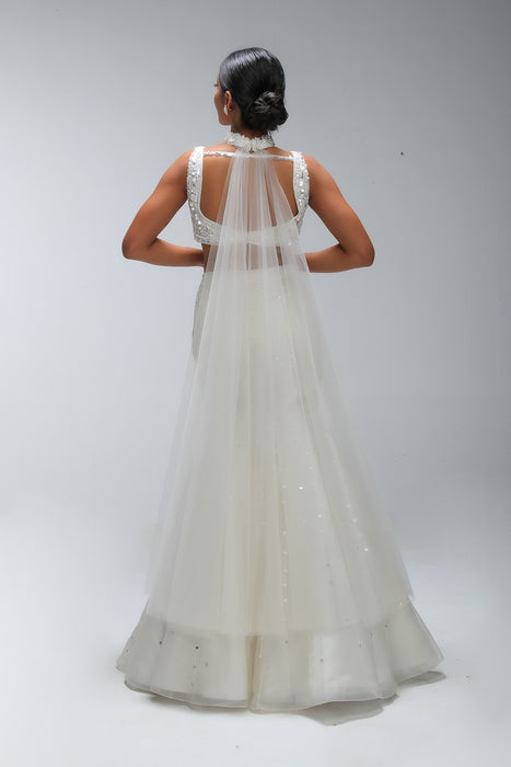 Ivory illume Tidecurve Lehenga