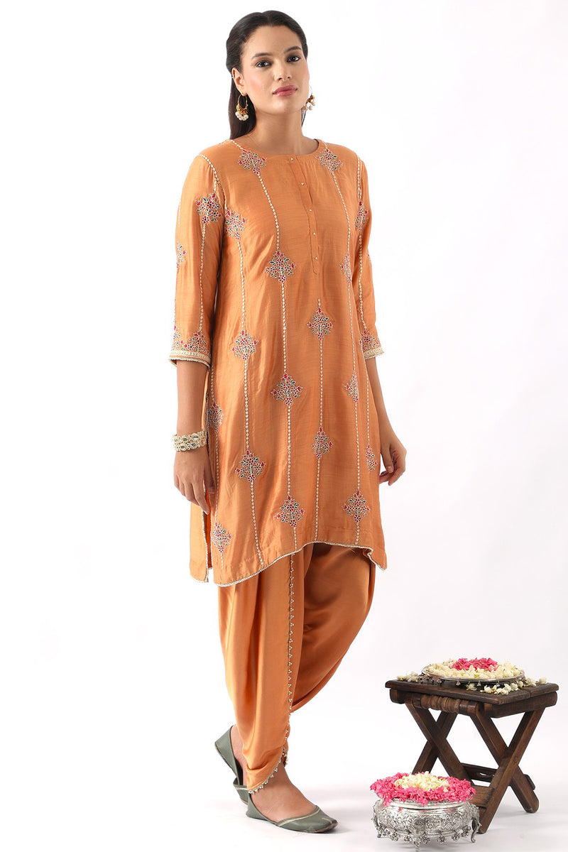 Ice Blue Embroidered Kurta & Dhoti Set