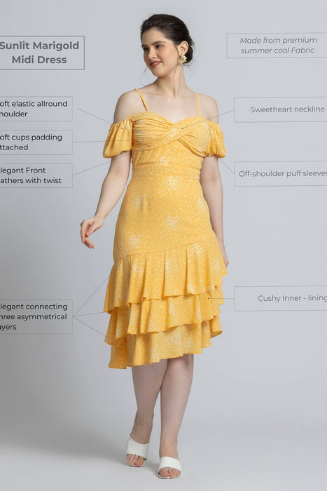 Sunlit Marigold Midi Dress