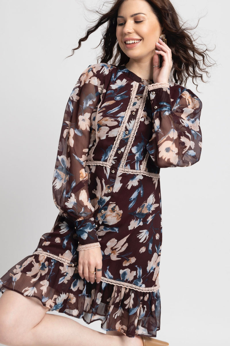 Russet Bloom Mini Dress