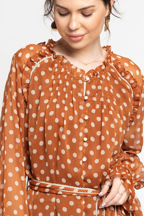 Brown Polka Mini Dress