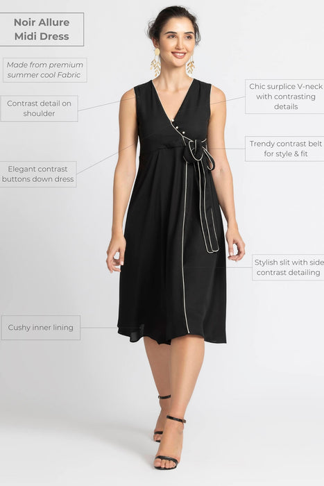 Noir Allure Midi Dress