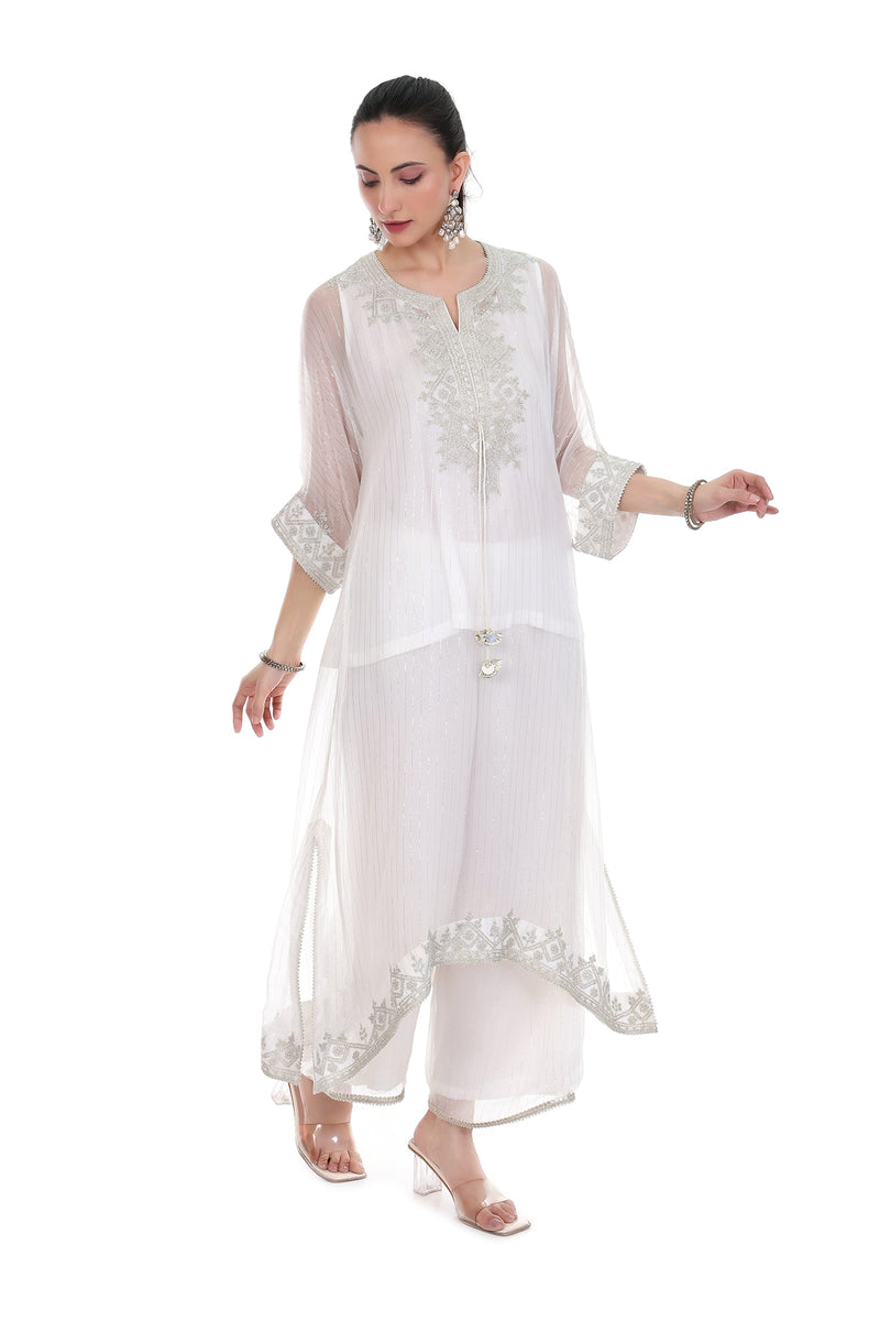 White Embroidered Kaftaan Set