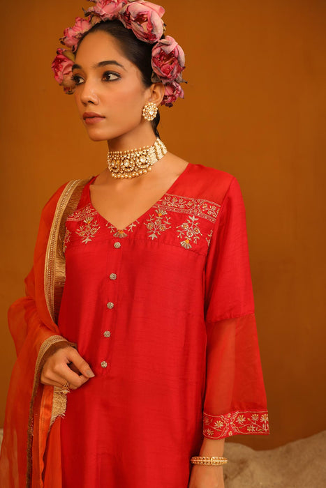 Zeenat Kurta Set - Deep Red