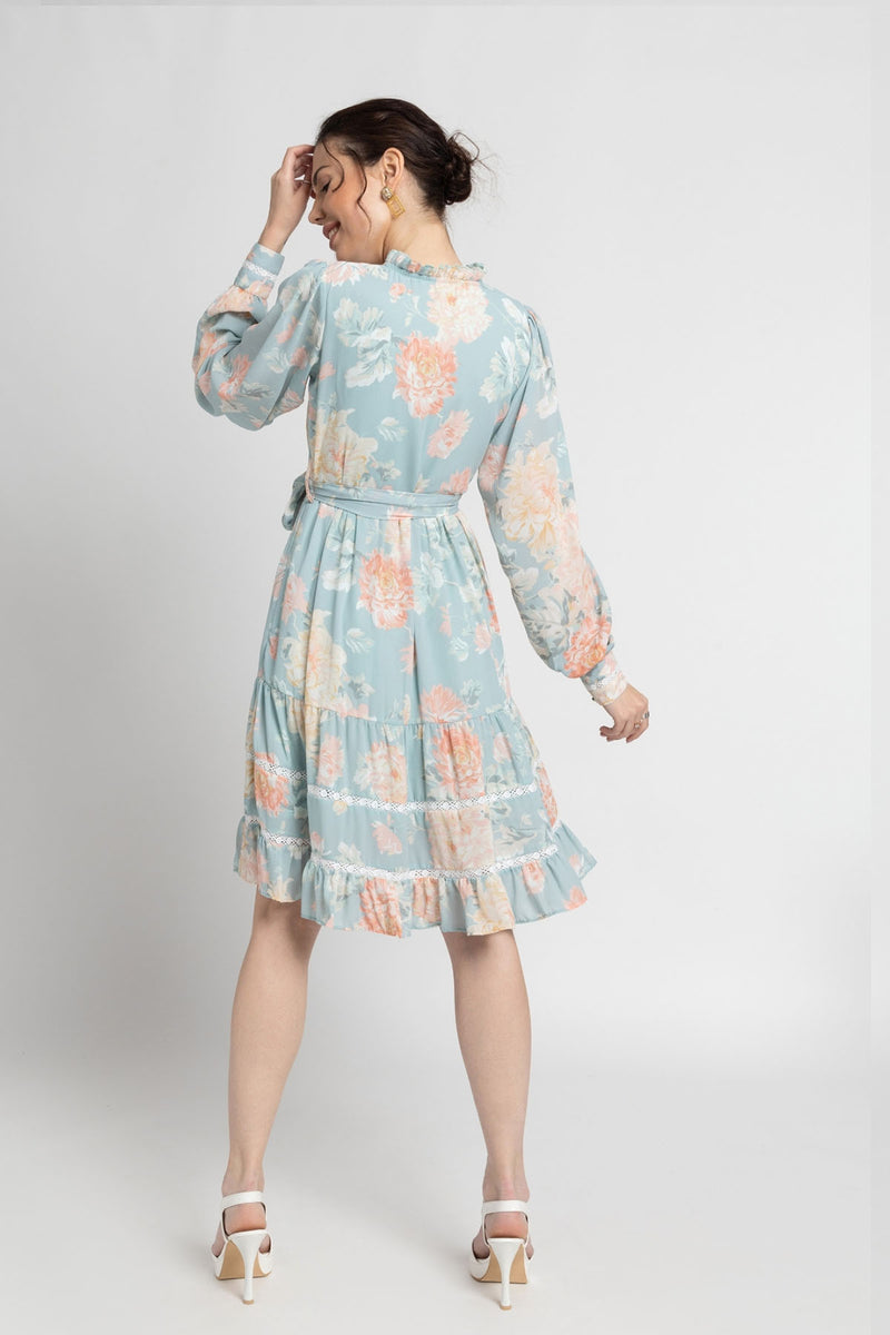 Frost Blue Knot Mini Dress