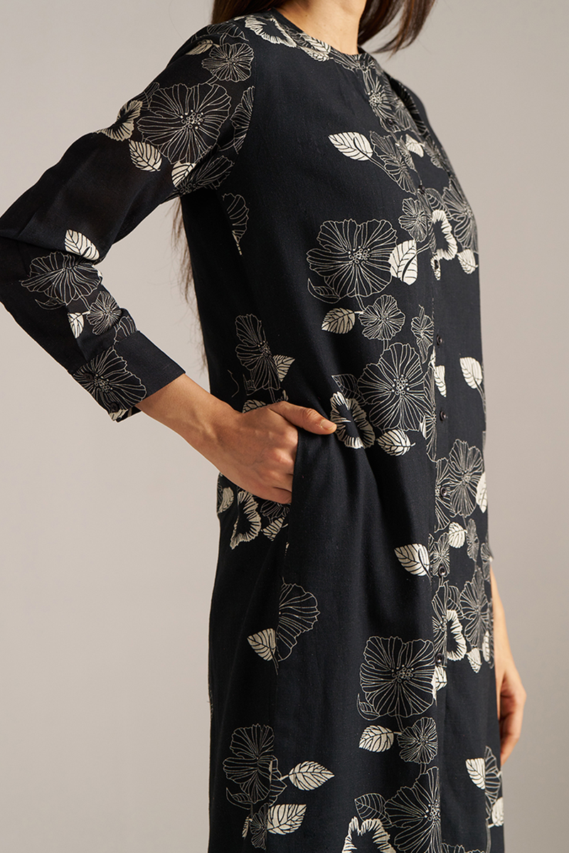Black and White Linen Print Co-ord Set