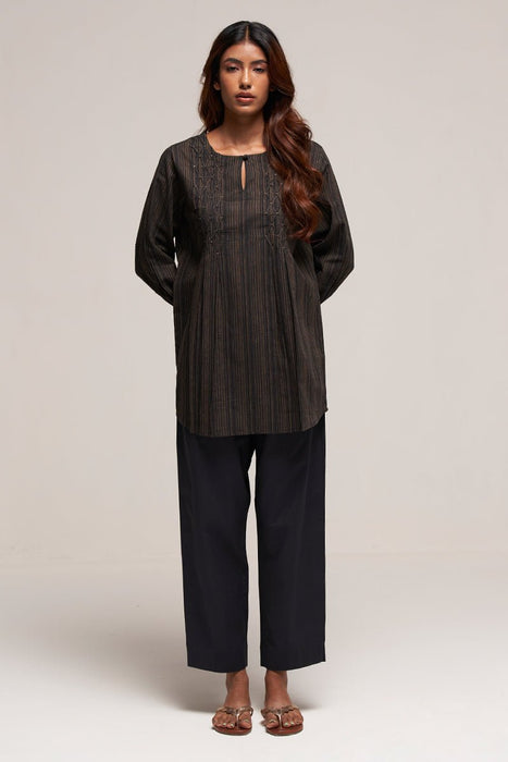 Black and Beige Stripe Cotton Co-ord Set