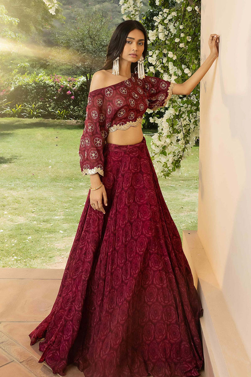Bahaar Ruby Off-Shoulder Lehenga Set