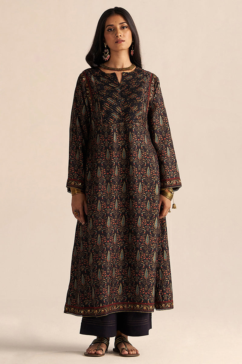 Black Silk Traditional Co-ord Set