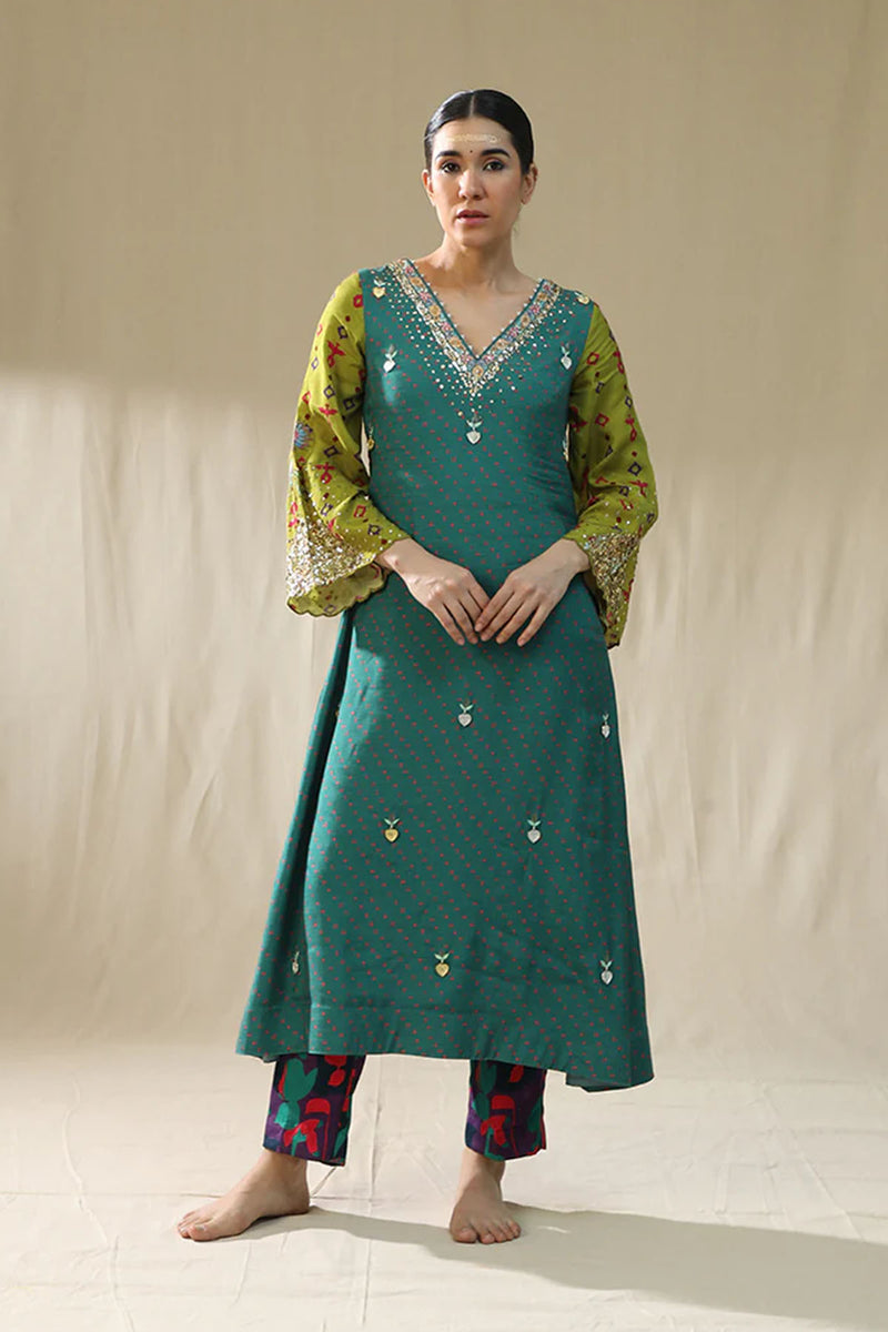 Emerald Green A Line Suit Set