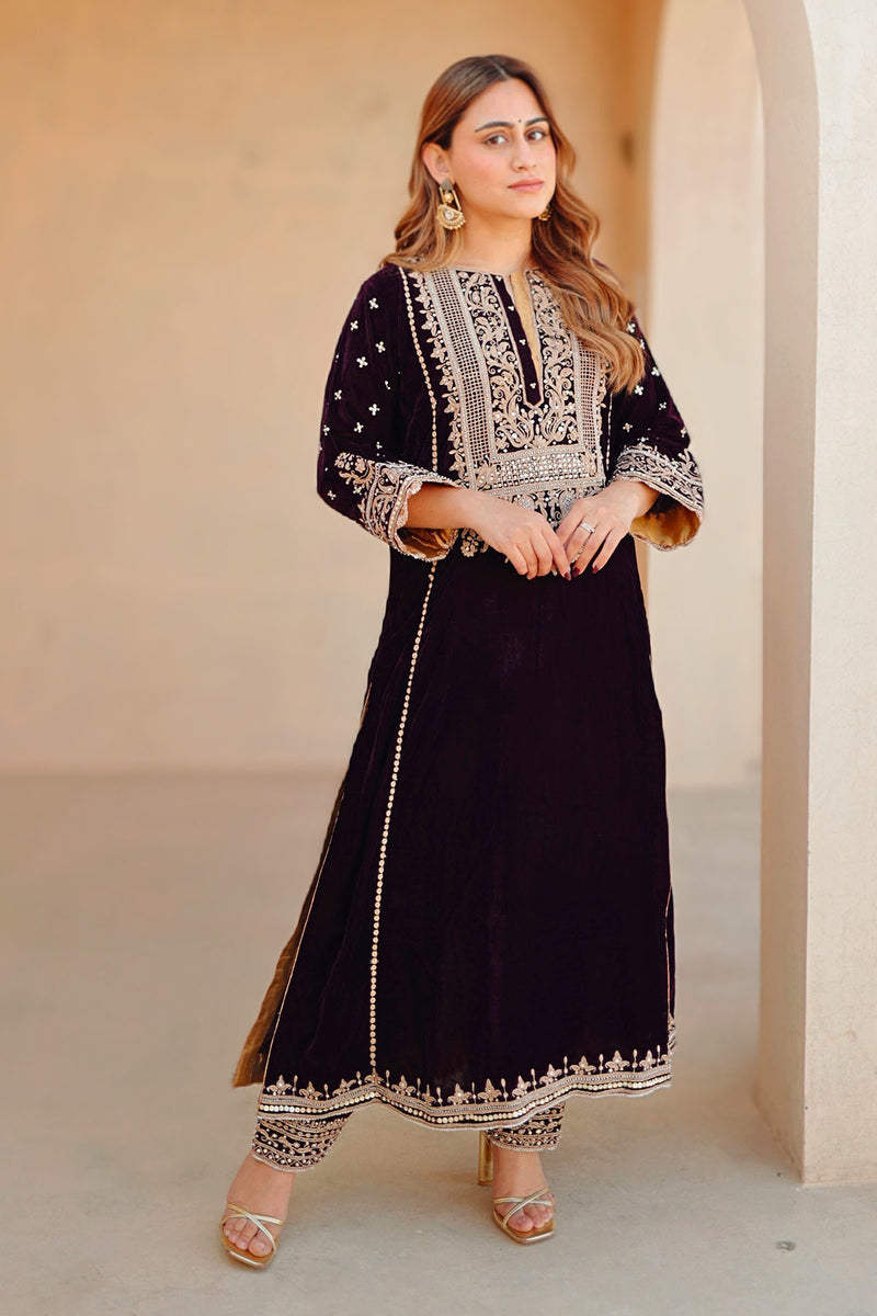 Marya - Long A-line Kurta with Salwar