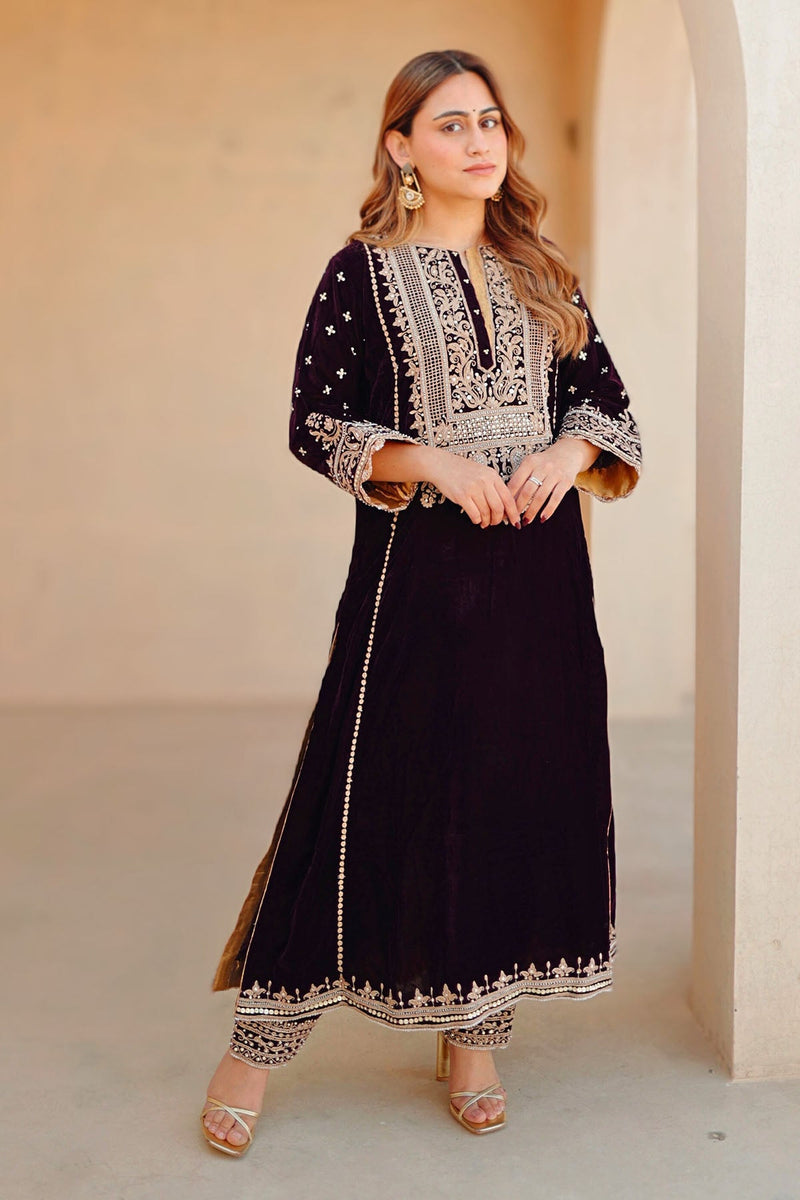 Marya - Long A-line Kurta with Salwar