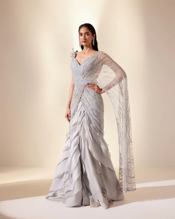 Powder Blue Stream Saree