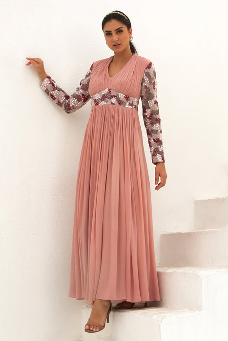 Rosanne - Rose pink Embroidered Gown