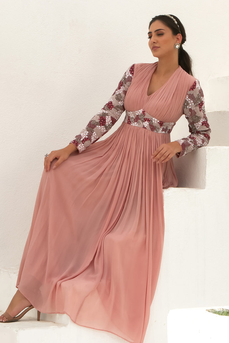 Rosanne - Rose pink Embroidered Gown