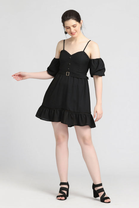 Midnight Black Chic Mini Dress