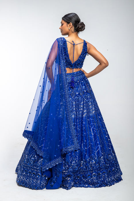 Blue horizon  crystal Lehenga