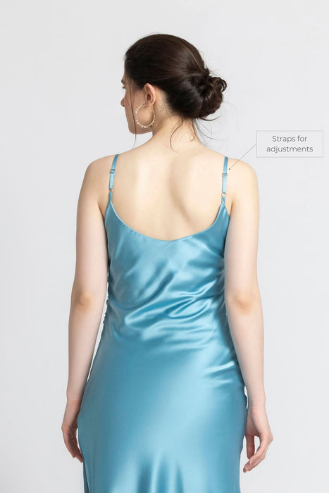 Turquoise Blue Cowl Midi Dress