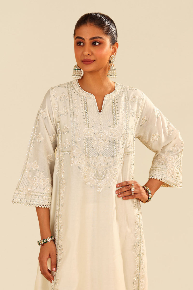 Maziya - Long Chauga With Salwar (Daisy Ivory)