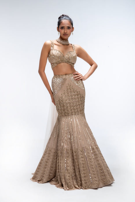 Golden Mirage Mermaid lehenga