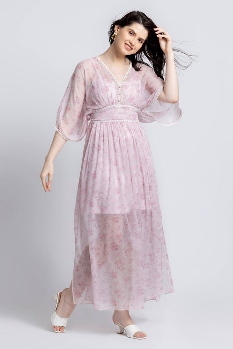 Serene Rosette V Maxi Dress