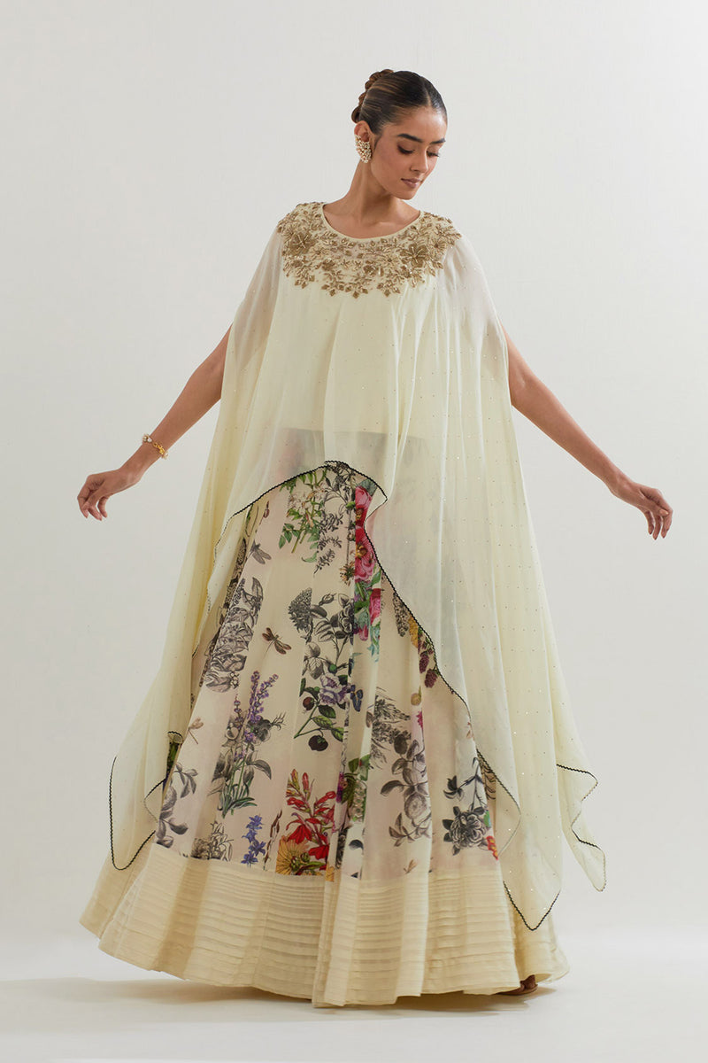 BOTANICAL PRINTED SHARARA  WITH DUPATTA CAPE
