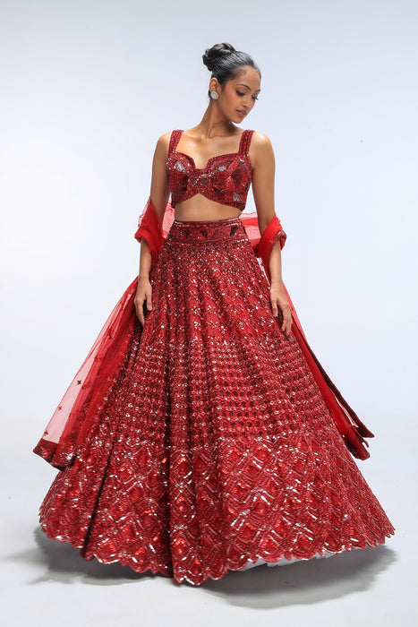 Red Reverie Seabloom Lehanga