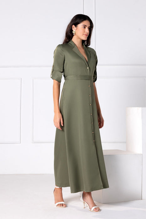 Olive Elegance Maxi Dress