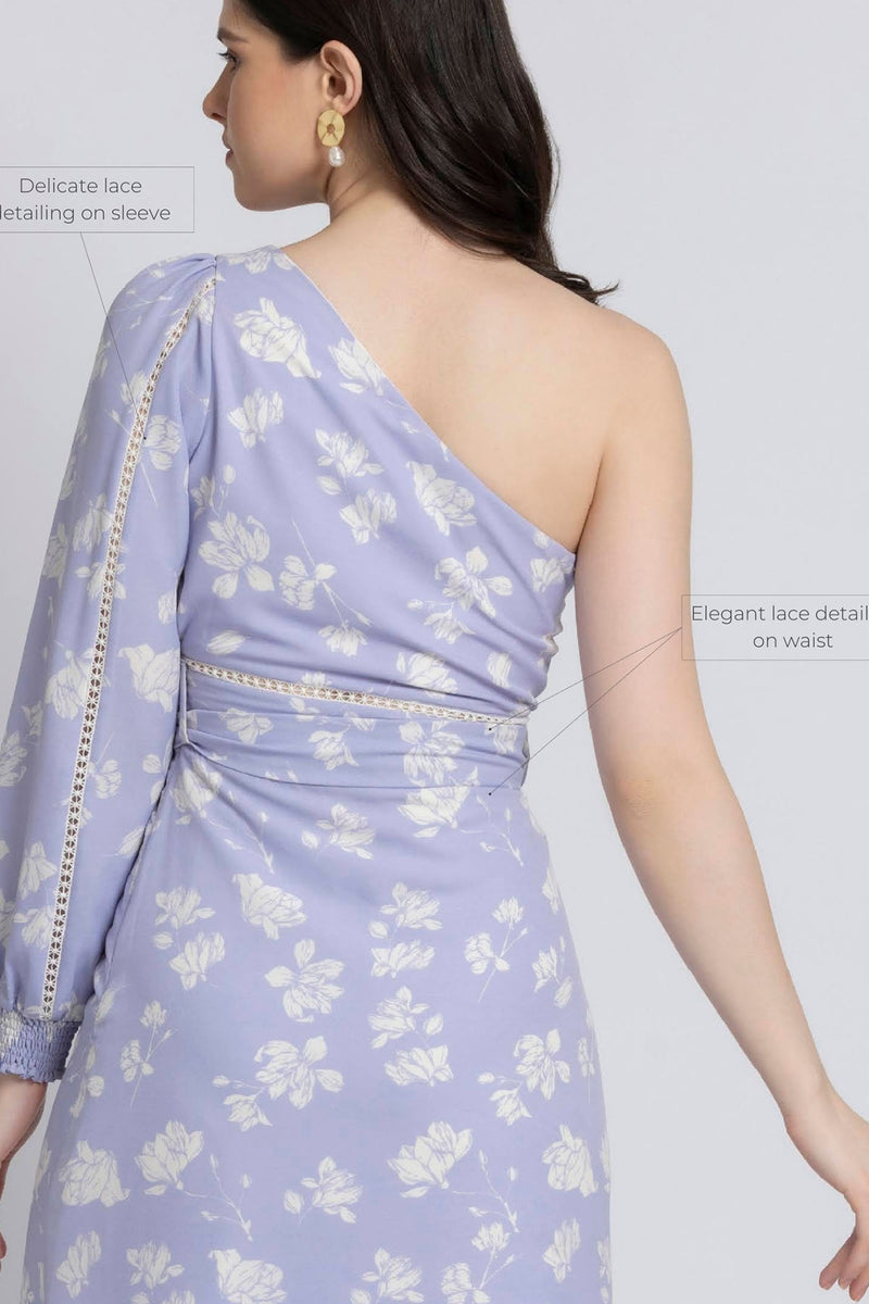 Lavender Blossom Asym Midi Dress