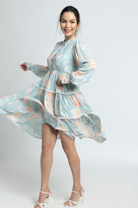 Frost Blue tiered Mini Dress