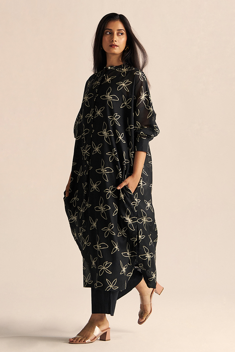 Black Floral Print Co-ord Set