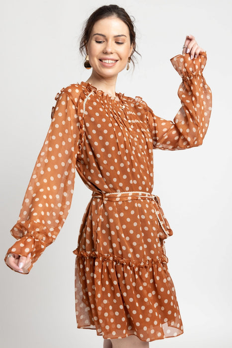 Brown Polka Mini Dress