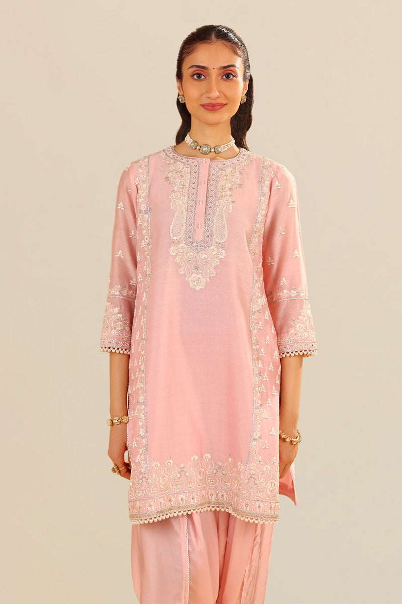 Zaisha - Short Kurta With Dhoti (Blush Pink)