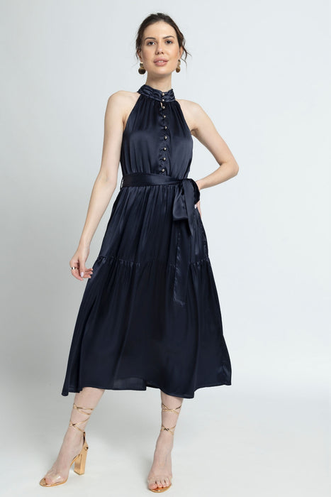 Navy Nights Halterneck Midi Dress