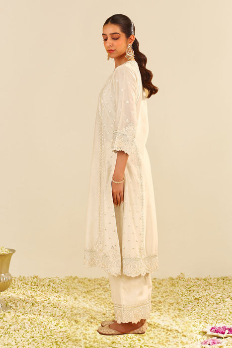 Sumaiya - A-Line Kurta With Palazzo (Daisy Ivory)