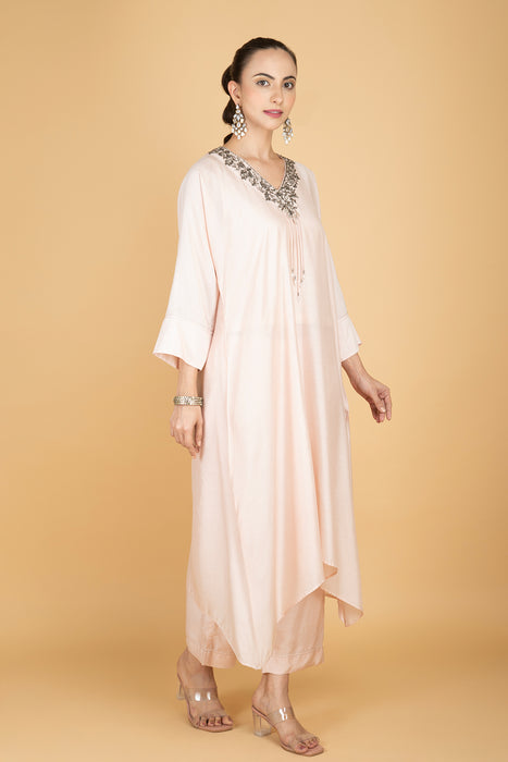 Ivory Hand Embroidered Kaftaan Kurta W/Pants