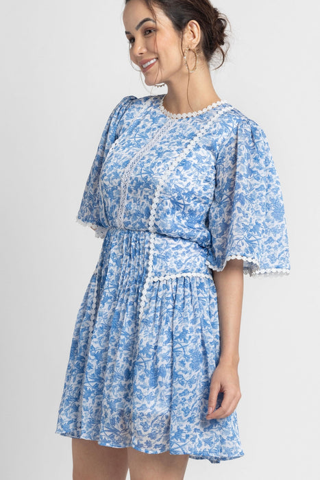 Misty Floral Blue Mini Dress