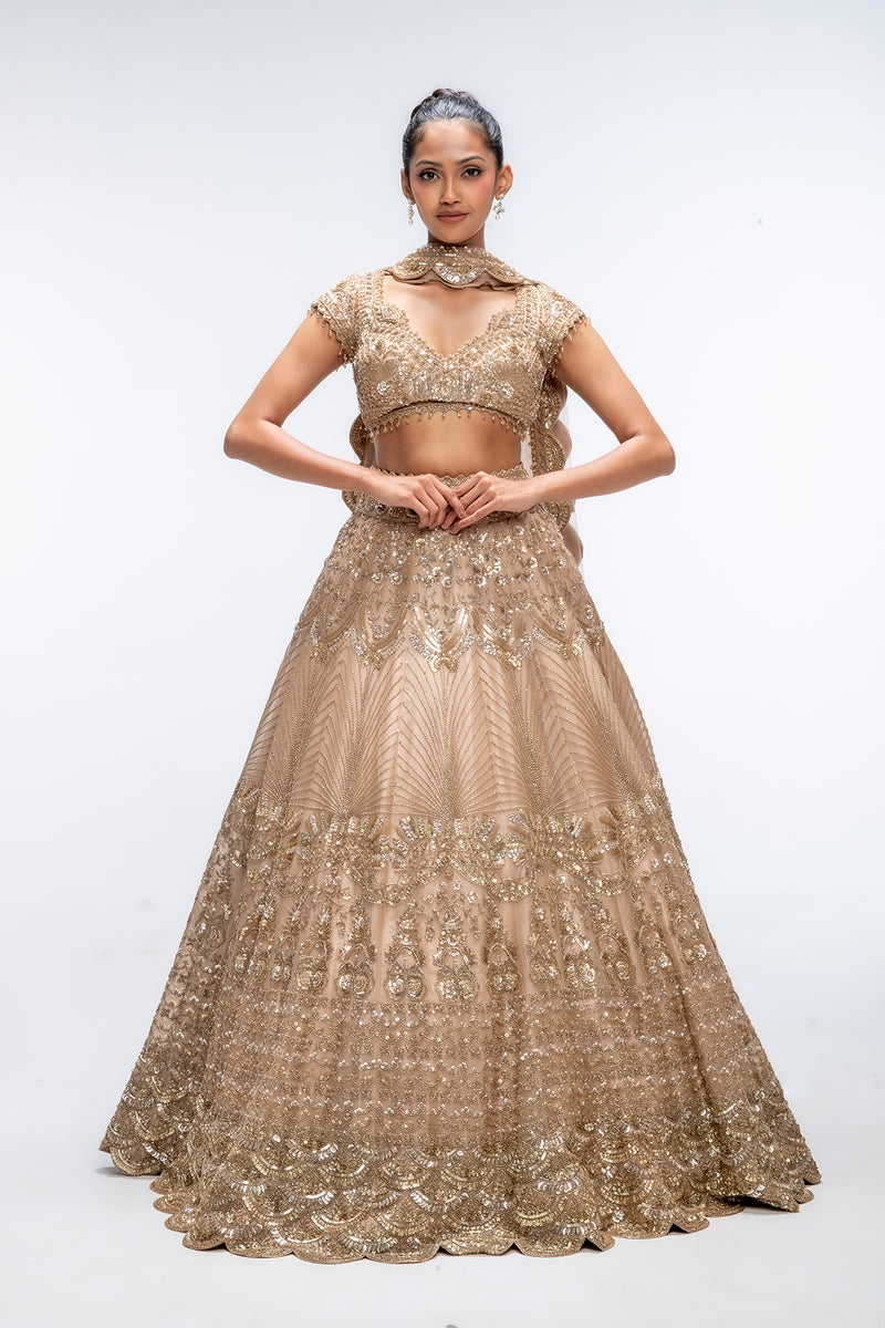 Golden Mirage Scallop Lehenga