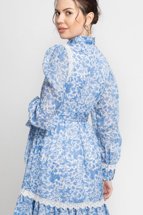 Misty Floral Mandarin Mini Dress