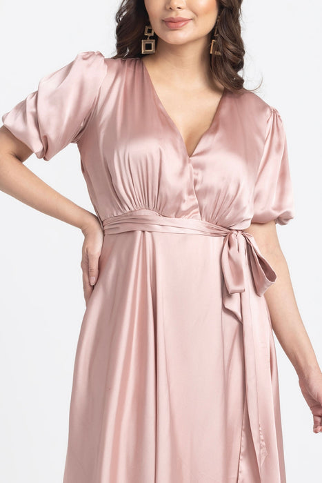Rose Gold Surplice Midi Dress
