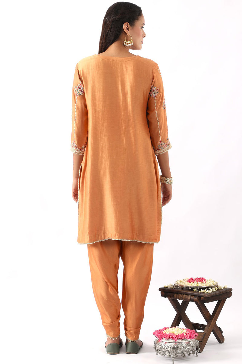 Ice Blue Embroidered Kurta & Dhoti Set