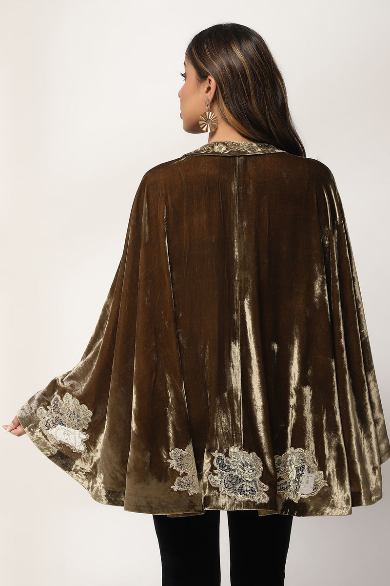 Gulistaan French lace velvet Cape